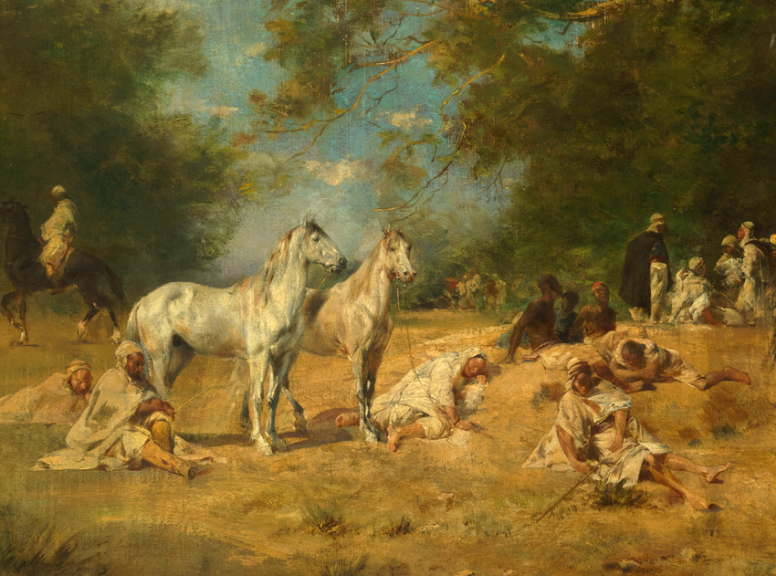 Halte de cavaliers arabes dans la forêt - Eugène Fromentin