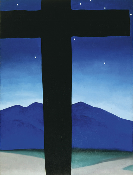 Georgia O?RTMKeeffe-Croix noire aux étoiles, bleu (Black Cross with Stars and Blue)