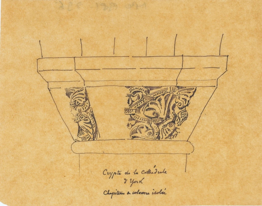 Cathédrale d'York, chapiteau de colonne de la crypte - Victor Ruprich-Robert