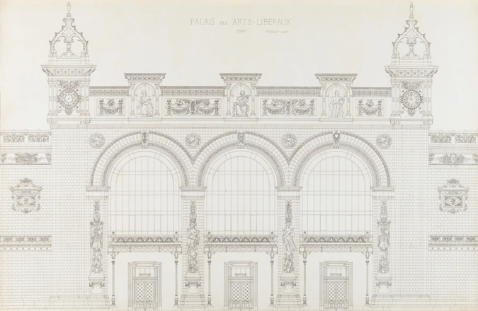 Projet pour l'Exposition universelle de 1889, palais des Arts Libéraux, entrée sur le jardin central du Champ-de-Mars - Jean-Camille Formigé