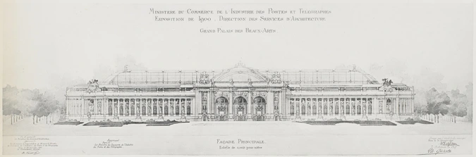 Projet de 1896 pour le Grand Palais des Beaux-Arts, façade principale (est) - Charles Girault
