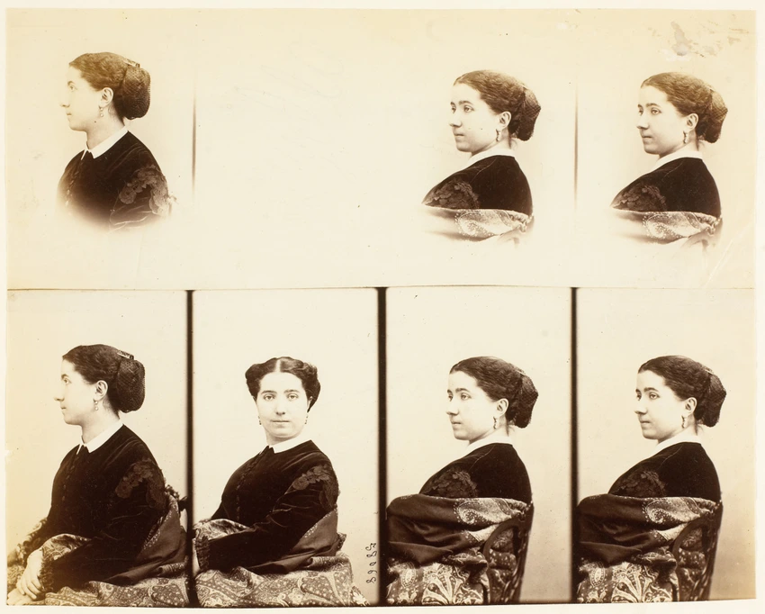Mme Victoria Lafontaine assise, en sept poses - André Adolphe Eugène Disdéri