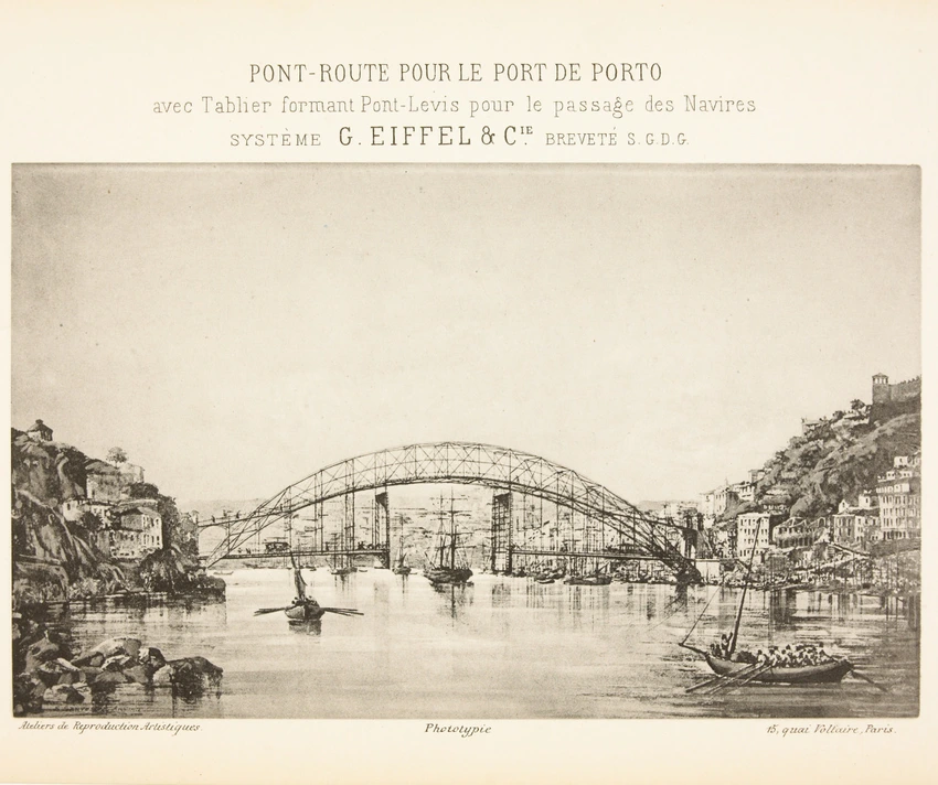Pont-route sur le Port de Porto, photo d'une peinture - Anonyme
