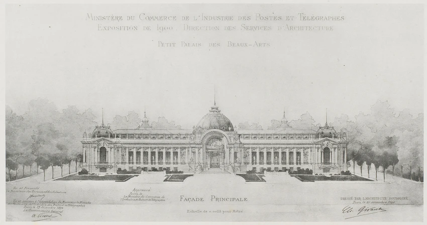 Projet de 1896 pour le Petit Palais à l'Exposition universelle de 1900, élévation de la façade postérieure - Charles Girault