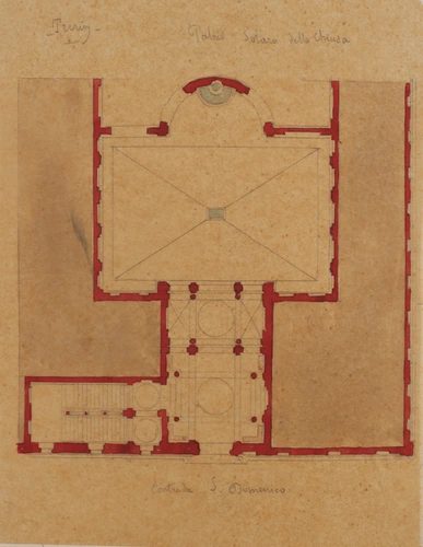 Plan du palais Solaro della Chiusa, contrada San Domenico, Turin - Edouard Villain