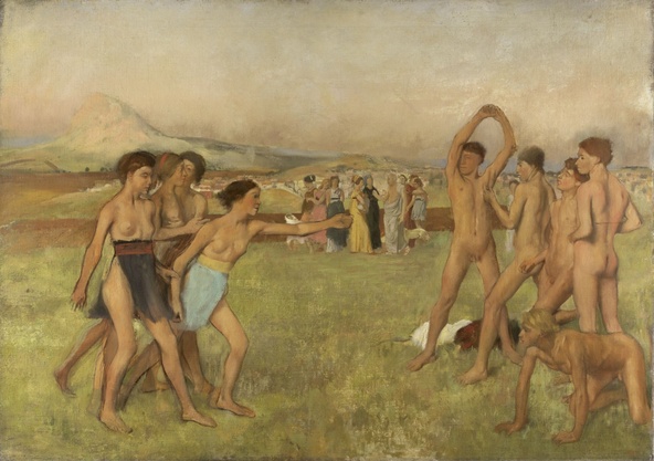 Edgar Degas-Petites filles spartiates provoquant des garçons