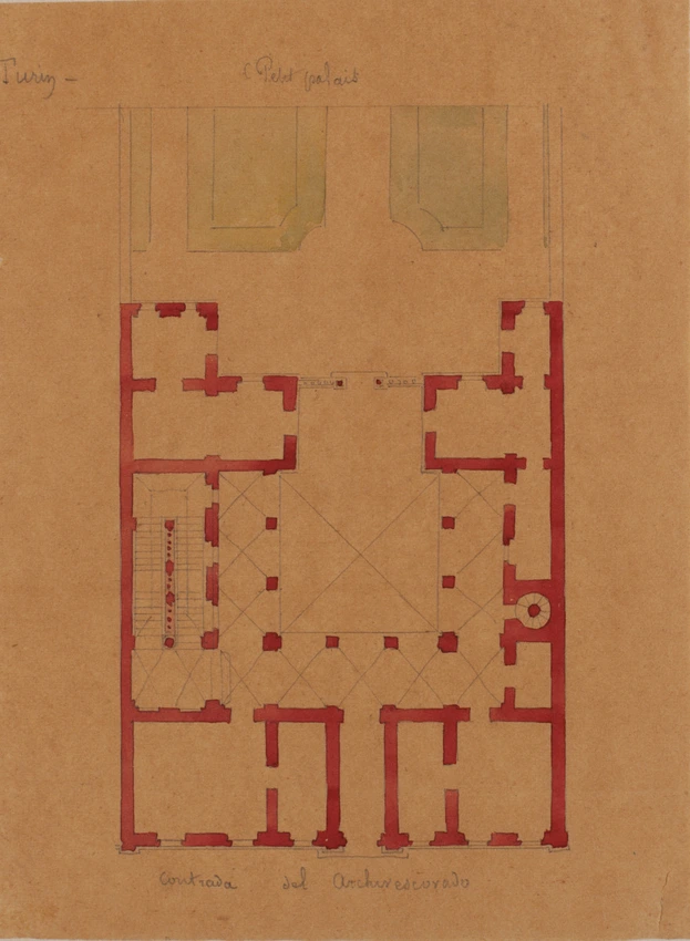 Plan d’un Petit Palais, contrada del Archisescorado, Turin - Edouard Villain