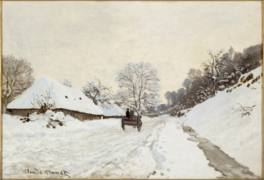 La Charrette. Route sous la neige à Honfleur - Claude Monet