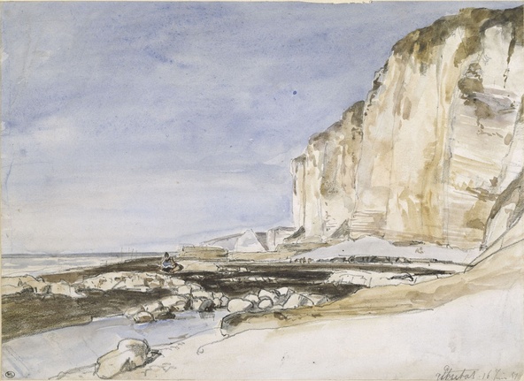 Johan Barthold Jongkind-Vue des falaises et de la plage d'Etretat