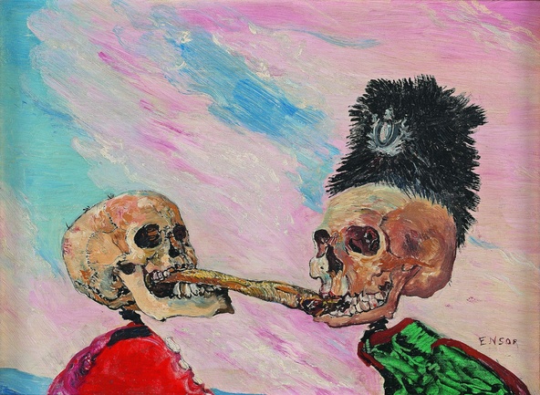 James Ensor-Squelettes se disputant un hareng saur
