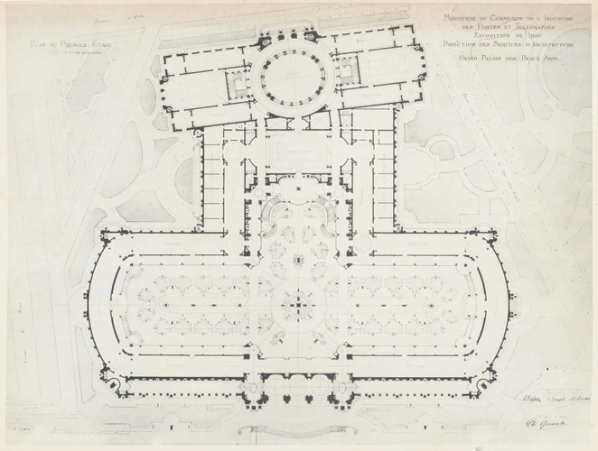 Projet de 1897 pour le Grand Palais des Beaux-Arts, plan du premier étage - Charles Girault
