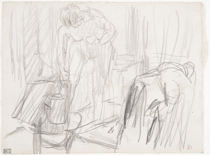 Nu se lavant, étude pour Nu debout près d'une baignoire ou Nu dans un intérieur - Pierre Bonnard