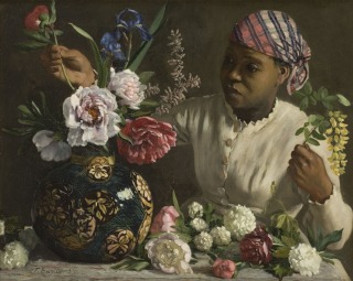 Frédéric Bazille-Jeune femme aux pivoines