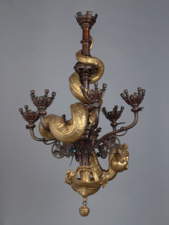 Emile Vaudremer ; Emmanuel Fremiet-Lustre : boa offrant une pomme à un masque
