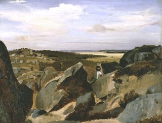 Camille Corot-Un artiste passant dans un chaos de rochers