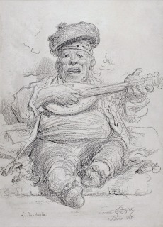 Gustave Doré-La Bandurria, dessin préparatoire pour L'Espagne de Jean Charles Davillier