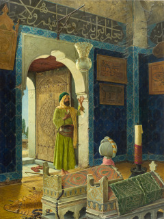 Vieil homme devant des tombeaux d'enfants, Hamdy-Bey Osman Edhem Pacha Zadeh (1842-1910) ,, Hamdy Bey, Osman