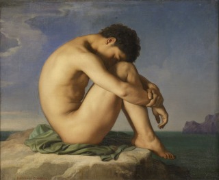 Hippolyte Flandrin-Jeune assis au bord de la mer, étude