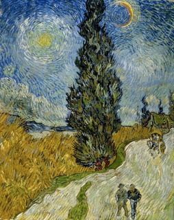 Vincent Van Gogh-Route de campagne en Provence de nuit