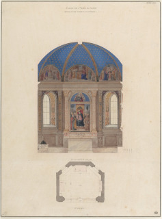 Léon Vaudoyer-Chapelle latérale de Sainte Marie du Peuple, Rome, élevation et plan