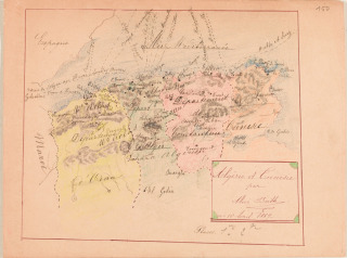 Feuillet de carnet, carte de l'Algérie et de la Tunisie, Carte d'Algérie et de Tunisie, Boitte Louis-François-Philippe (1830-1906) architecte,, Boitte, Alice