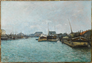 tableau, Alfred Sisley, Vue d'un port, 1870