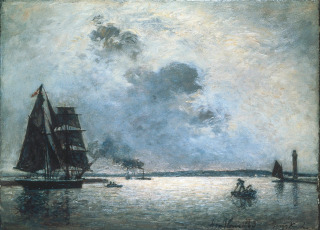 Johan Barthold Jongkind-Honfleur, lever de soleil à l'entrée du port