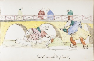 Gustave Doré-Le danger de patiner, dessin pour l'Album de dessins