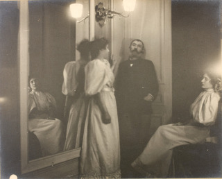 Edgar Degas-Portrait au miroir d'Henry Lerolle et de ses deux filles, Yvonne et Christine