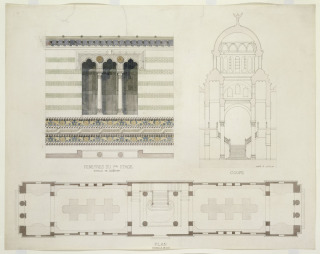 Jean-Camille Formigé-Projet pour l'Exposition Universelle de 1889, façade du Palais des Beaux-Arts