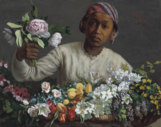 Frédéric Bazille-Jeune femme aux pivoines