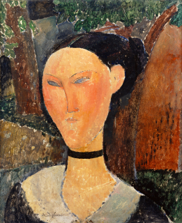 tableau, Amedeo Modigliani, Femme au ruban de velours, vers 1915
