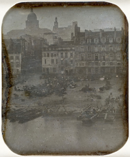 Paul-Michel Hossard-Paris, les berges de la Seine avec la silhouette du Panthéon