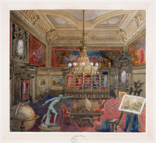 Antoine Zoegger-Projet de décor pour la bibliothèque du Palais Nathaniel de Rothschild 