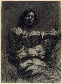 Jeune homme assis, étude. Autoportrait, dit au chevalet [Joven sentado, estudio. Autorretrato con caballete], Gustave Courbet
