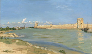 Frédéric Bazille-Les Remparts d'Aigues-Mortes, du côté du couchant