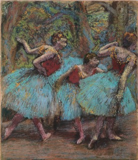 Edgar Degas-Trois danseuses (Jupes bleues, corsages rouges)