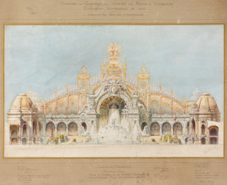 Exposition universelle de 1900, palais de l'Electricit&eacute;, ch&acirc;teau d'eau et palais de la M&eacute;canique et des Industries chimiques, H&eacute;nard, Eug&egrave;ne|Paulin, Edmond
