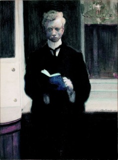Léon Spilliaert-Autoportrait au carnet de croquis bleu