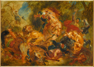 tableau, Eugène Delacroix, Chasse aux lions, en 1854