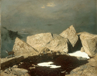 Arnold Böcklin-Chamois dans un paysage de montagne